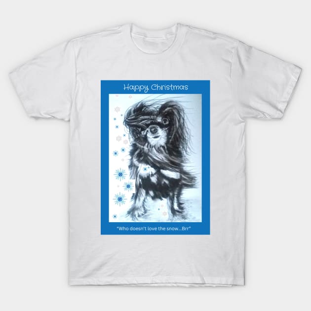Dog loving the snow...Brr T-Shirt by AllansArts